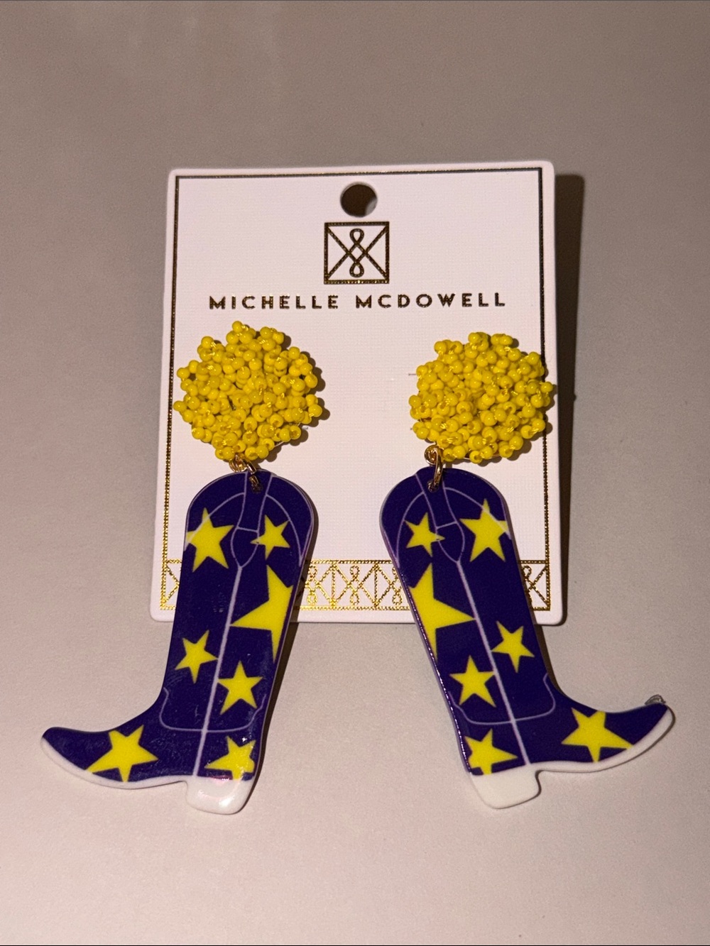 Michelle McDowell Boots Purple & Gold Earrings